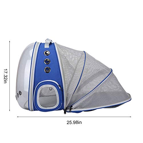 DIYARTS Mochila para Mascotas Mochila para Mascotas Transparente Panorámica Correa para El Hombro Extensible Bolsa para Gato Agujeros De Ventilación Múltiples Tres Colores Disponibles (Blue)
