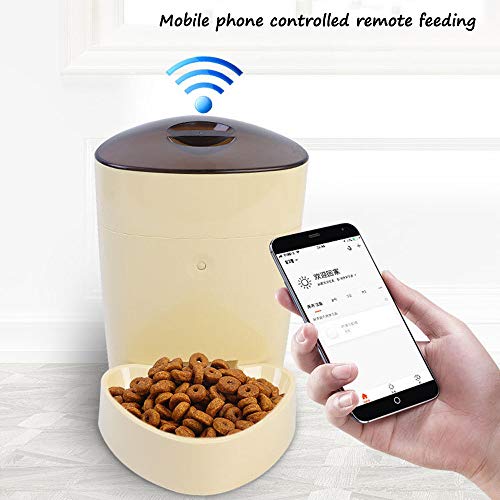 DjfLight Alimentador automatico de Mascotas para Perro Gato, automatico comedero, Inteligente Control Remoto Inteligente Dispositivo de alimentación automática Gato Perro Comida tazón,Black