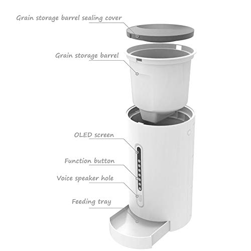 DjfLight Alimentador automatico de Mascotas para Perro Gato, automatico comedero, Mascota Inteligente Llamada de Voz para Dispositivo de alimentación, Alimentador cuantitativo pequeño Máquina