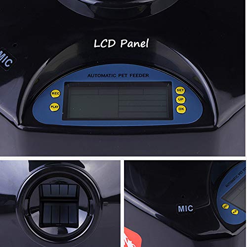 DjfLight Alimentador automatico de Mascotas para Perro Gato, automatico comedero,Black