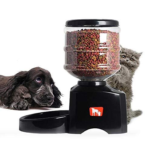 DjfLight Alimentador automatico de Mascotas para Perro Gato, automatico comedero,Black