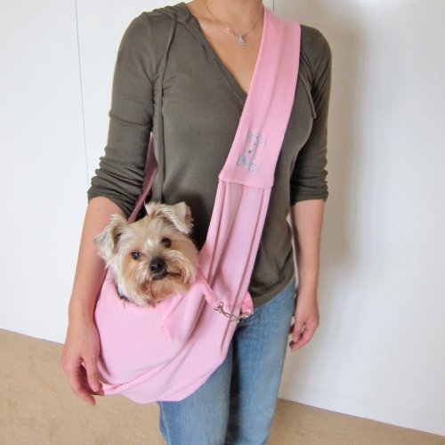 dogloveit Chico Reversible Pet Sling Carrier, color rosa