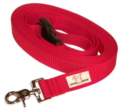 DOGS and MORE – Correa de perro EXTENSIBLE y con lazo de mano para abrir / correa de entrenamiento / correa de adiestramiento = > 5 Metros en Rojo