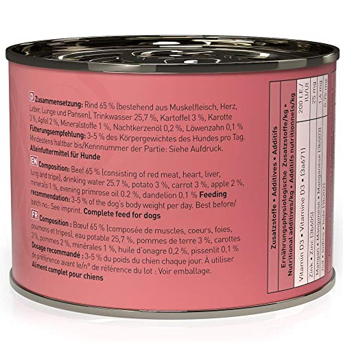 Dogz finefood - Comida húmeda para Perros - N° 2 Vacuno - Comida húmeda para Perros y Cachorros - sin Cereales y sin azúcar - Alto Porcentaje de Carne, Diferentes tamaños 100 g - 800 g