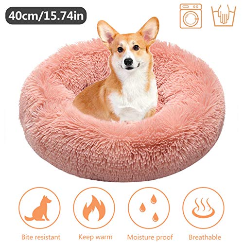 Donut Pet Bed, Anxiety Dog Bed Calming Blanket Set - Cómoda Cuddler Pet Bed para Dormir Mejor Impermeable Fondo, Calentamiento Otoño Invierno Interior Reposo Perrera