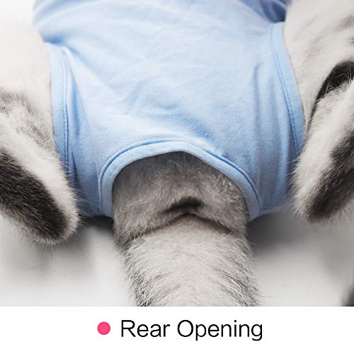 Dotoner Gatos Traje de recuperación Profesional para heridas Abdominales o Enfermedades de la Piel Alternativo para Gatos y Perros después de la cirugía Ropa para el hogar(Azul,s)