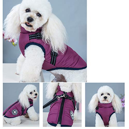 Dowoa Chaqueta para Perros Chaleco de Invierno Chaqueta para Mascotas Abrigo cálido para Perros Suéter Impermeable para Perros Traje de esquí para Mascotas Chaleco sin Mangas con Correa para el Pecho