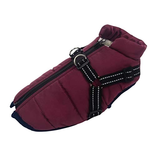 Dowoa Chaqueta para Perros Chaleco de Invierno Chaqueta para Mascotas Abrigo cálido para Perros Suéter Impermeable para Perros Traje de esquí para Mascotas Chaleco sin Mangas con Correa para el Pecho