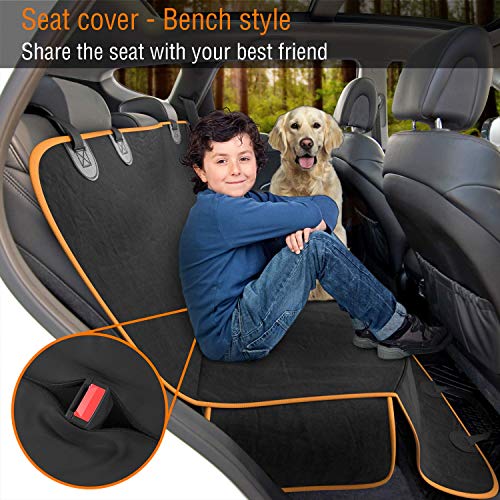 Dreamsbox Funda de Asiento para Perros, Impermeable Antideslizante Protector Asiento Coche Perro, 147 x 137cm Gruesa y Duradera para SUV, Camión, Transportar y Viaje (Naranja)