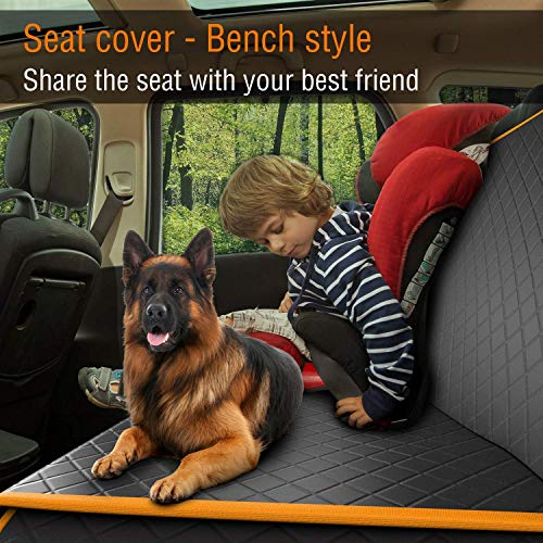 Dreamsbox Funda de Asiento para Perros, Impermeable Antideslizante Protector Asiento Coche Perro, 147 x 137cm Gruesa y Duradera para SUV, Camión, Transportar y Viaje (Naranja)