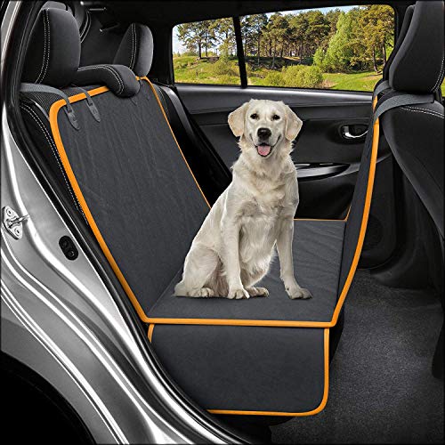 Dreamsbox Funda de Asiento para Perros, Impermeable Antideslizante Protector Asiento Coche Perro, 147 x 137cm Gruesa y Duradera para SUV, Camión, Transportar y Viaje (Naranja)