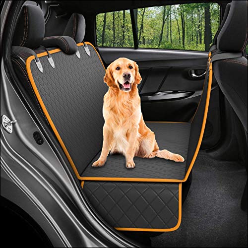 Dreamsbox Funda de Asiento para Perros, Impermeable Antideslizante Protector Asiento Coche Perro, 147 x 137cm Gruesa y Duradera para SUV, Camión, Transportar y Viaje (Naranja)