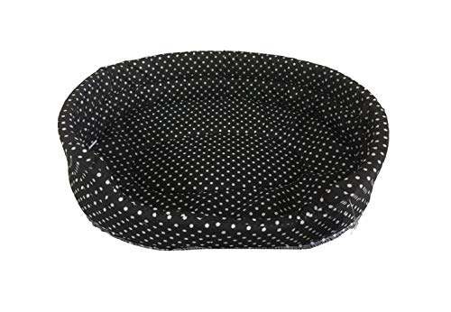 Ducomi Fufy – Cama para perros y gatos de Oxford – Suave caseta para mascotas – Fácil de lavar (XS, negro con lunares negros)