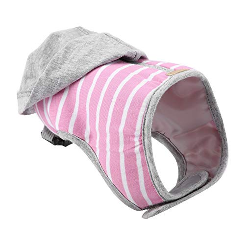 Duokon Ajustable Gato Arnés con Capucha Escape A Prueba de Rayas Patrón Cuello Hebilla Sombrero Chaleco Collar con Correa para Mascota Entrenamiento al Aire Libre Caminar Jugando(Rosado)