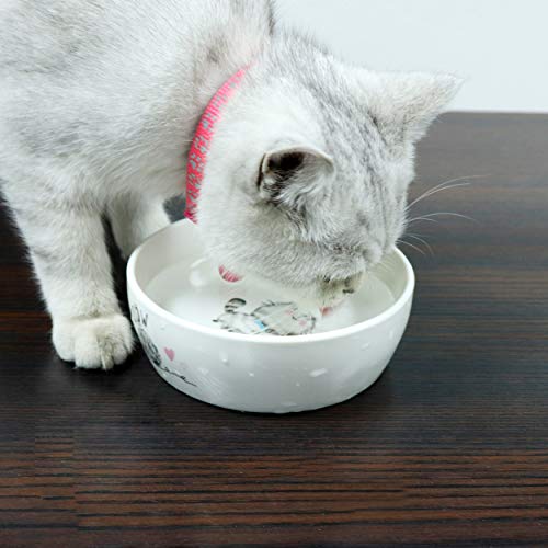 Dynmeow Comedero Gato Ceramica, Comederos y Bebederos para Gatos, Cuenco para Mascotas Antideslizante con Patrón de Mariposa