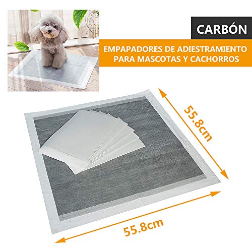 DZL- Empapadores de adiestramiento para Perros, carbón, Almohadillas de Entrenamiento 50 Almohadillas de Entrenamiento para Cachorros Súper Absorbentes de 55.8x55.8cm (40PC)