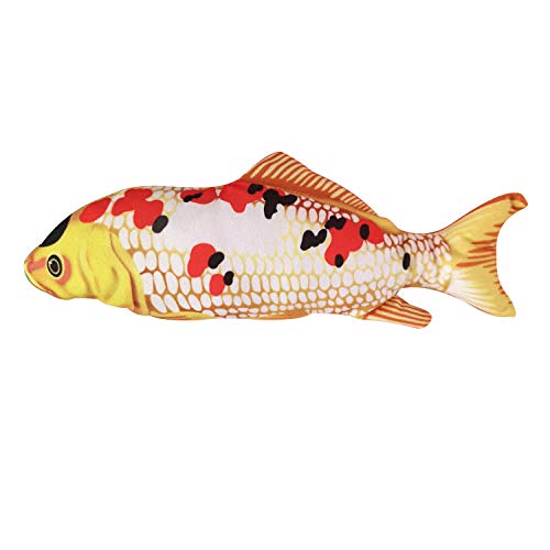 Eastbride Pez muñeca eléctrica,Juguete de simulación de pez eléctrico para Mascotas, Juguete de Gato Recargable USB-Koi Dorado y Plateado_30cm,Juguetes Interactivo para Gatos con Hierba gatera