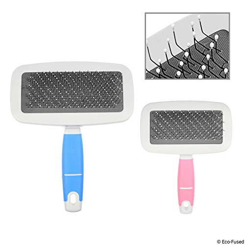 Eco-Fused Cepillo para Mascotas/Cepillo Slicker - Conjunto de 2 - para el Aseo de Perros, Gatos y Otras Mascotas - Remueve Pelo, Marañas, Nudos y Enredos - Reduce la Descamación - Mantiene el Pelaje