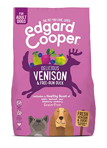Edgard & Cooper pienso para Perros Adultos sin Cereales, Natural con Venado y Pato Frescos, 2.5kg. Comida Premium balanceada sin harinas de Carne ni Carnes sobreprocesadas cocinada a Baja Temperatura