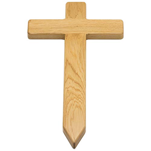 Elegante cruz de madera de roble europeo para tumba o sepultura de madera, como repuesto para urna en el cementerio o como decoración para tumba para perros, gatos