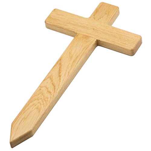 Elegante cruz de madera de roble europeo para tumba o sepultura de madera, como repuesto para urna en el cementerio o como decoración para tumba para perros, gatos