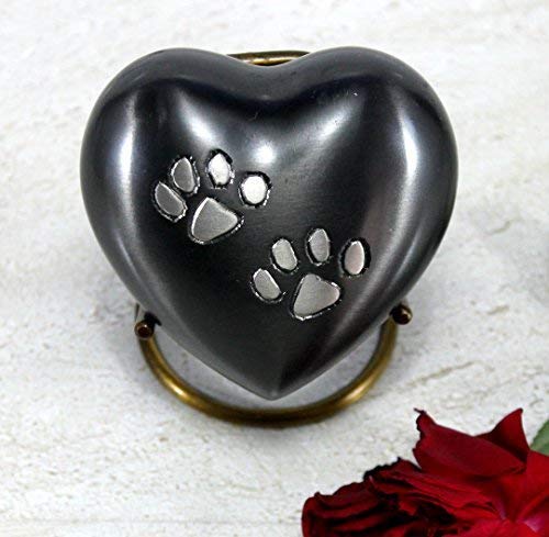 eSplanade Urna de cremación de Mascotas Urnas conmemorativas Contenedor Frasco para recipientes | Urna De Latón | Urna de Metal | Urna de entierro | Recuerdo conmemorativo (Gris con Soporte)