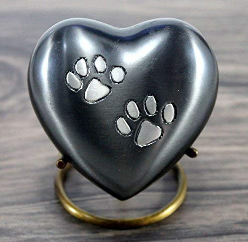 eSplanade Urna de cremación de Mascotas Urnas conmemorativas Contenedor Frasco para recipientes | Urna De Latón | Urna de Metal | Urna de entierro | Recuerdo conmemorativo (Gris con Soporte)