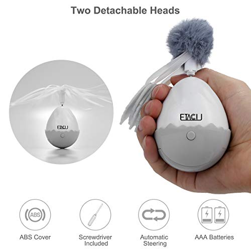 ETACCU Juguete para Gatos, Interactiva Automática Giratoria de 360 ​​Grados con 2 Colgantes Reemplazables, Material Saludable