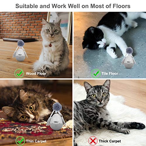 ETACCU Juguete para Gatos, Interactiva Automática Giratoria de 360 ​​Grados con 2 Colgantes Reemplazables, Material Saludable
