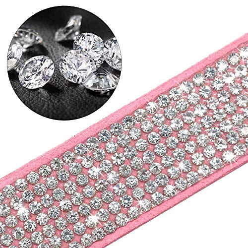 ETOPARS Correas de Collar de Perro con Diamantes de Imitación, Collar y Correa para Perro, Collar para Perro Correa de Piel de Ante Suave y Brillante
