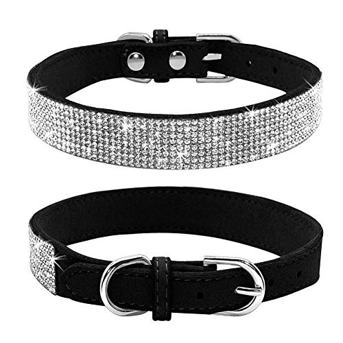 ETOPARS Correas de Collar de Perro con Diamantes de Imitación, Collar y Correa para Perro, Collar para Perro Correa de Piel de Ante Suave y Brillante, Arnés para Collar de Perro para Mascotas
