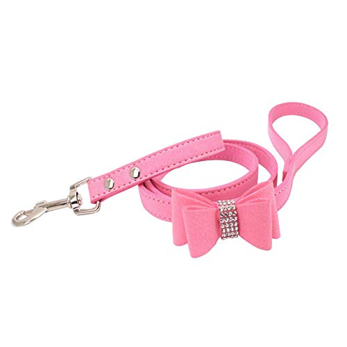 ETOPARS Correas de Collar de Perro con Diamantes de Imitación, Collar y Correa para Perro, Collar para Perro Correa de Piel de Ante Suave y Brillante