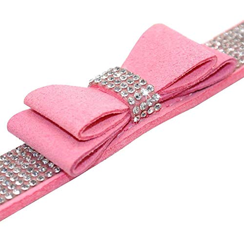 ETOPARS Correas de Collar de Perro con Diamantes de Imitación, Collar y Correa para Perro, Collar para Perro Correa de Piel de Ante Suave y Brillante
