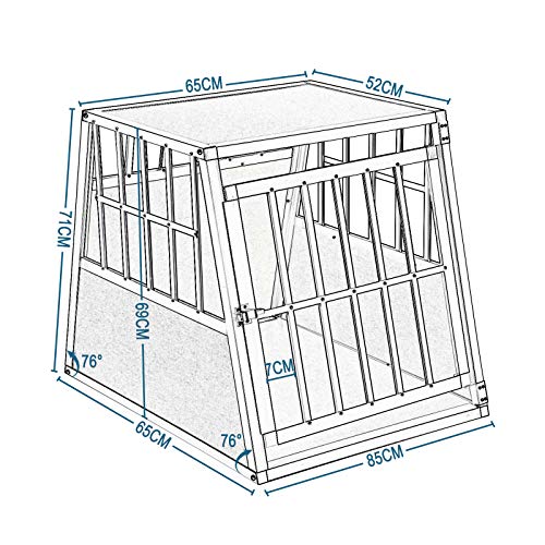 EUGAD Transportín de Aluminio para Perros Gatos Mascotas Jaula Transporte de Viaje para Mascotas Trapezoidal 1 Puerta Blanco 0048HT