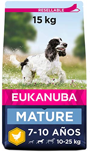 Eukanuba Alimento seco para perros mayores de razas medianas con pollo 15 kg