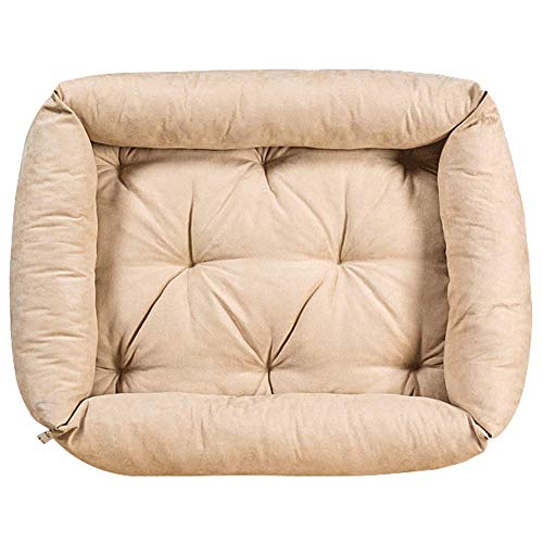 Evergreenweb Cama para Perro, Beige 65x85 Sofá para Perro, Alfombrilla para Perro, Cesta para Perro, Acogedora Cama para Mascotas en la Habitación Borde Elevado, con Suave cojín Desmontable - Rex