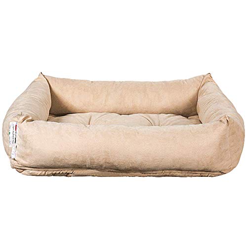 Evergreenweb Cama para Perro, Beige 65x85 Sofá para Perro, Alfombrilla para Perro, Cesta para Perro, Acogedora Cama para Mascotas en la Habitación Borde Elevado, con Suave cojín Desmontable - Rex