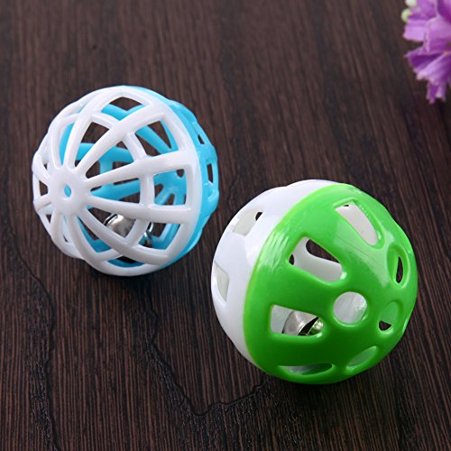 Everpert 10 piezas de plástico hueco redondo mascota gato colorido bola juguetes con pequeña campana