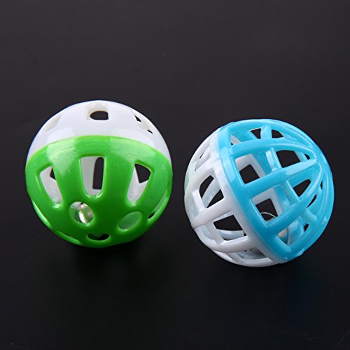 Everpert 10 piezas de plástico hueco redondo mascota gato colorido bola juguetes con pequeña campana