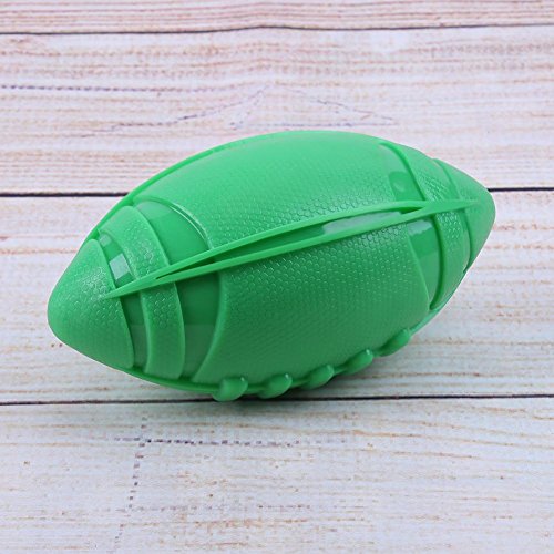 Everpert Pelota de rugby para mascotas, juguete de sonido para entrenamiento y masticación (verde)
