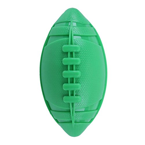 Everpert Pelota de rugby para mascotas, juguete de sonido para entrenamiento y masticación (verde)