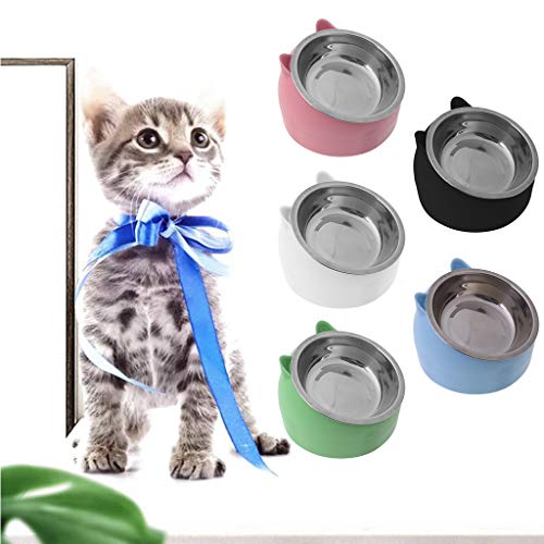 EWAT - Cuencos inclinados para mascotas, cuenco inclinado de 15 ° para perros y gatos, cuencos elevados inclinados para gatos con mayor facilidad para llegar a los alimentos (negro)