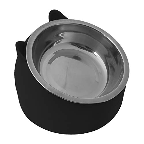 EWAT - Cuencos inclinados para mascotas, cuenco inclinado de 15 ° para perros y gatos, cuencos elevados inclinados para gatos con mayor facilidad para llegar a los alimentos (negro)