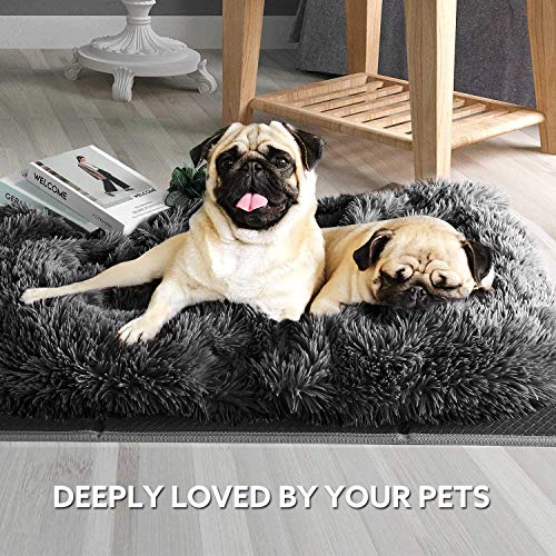 Ewolee Manta para perro, súper suave, cálida, esponjosa, de piel sintética peluda, lavable para dormir, para perros y gatos pequeños, medianos y grandes (grande, gris oscuro)