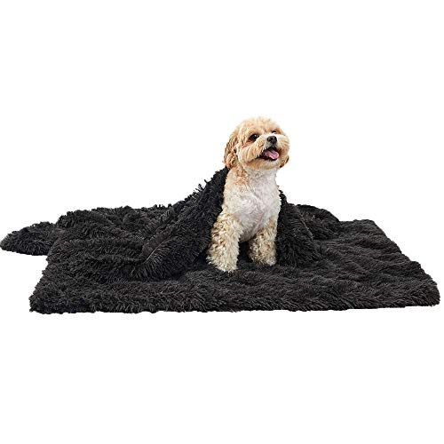 Ewolee Manta para perro, súper suave, cálida, esponjosa, de piel sintética peluda, lavable para dormir, para perros y gatos pequeños, medianos y grandes (grande, gris oscuro)