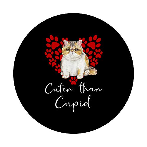 Exótico De Pelo Cuter Than Cupid Gato Día San Valentín PopSockets PopGrip: Agarre intercambiable para Teléfonos y Tabletas