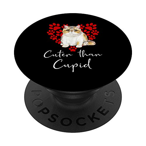 Exótico De Pelo Cuter Than Cupid Gato Día San Valentín PopSockets PopGrip: Agarre intercambiable para Teléfonos y Tabletas