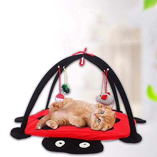 Fablcrew 1 alfombra de juego y actividades móviles para gato, cama acolchada con juguete para colgar, campana, pelotas y ratón