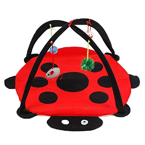 Fablcrew 1 alfombra de juego y actividades móviles para gato, cama acolchada con juguete para colgar, campana, pelotas y ratón