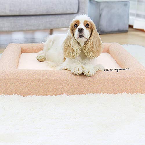 FACAI Perrera para Perros Invierno Cálido Todas Las Estaciones Tamaño Universal Perro De Peluche Cama para Perros Cama para Mascotas Cojín Extraíble Y Lavable Sofá para Perros,Pink-S